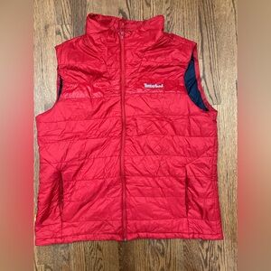 Timberland Men's Red Classic Sleepless Logo Down Puffer Winter Vest Size XXL